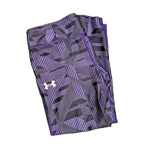 Under Armour Leggings Girls YL Purple Geometric Compression UA Crop